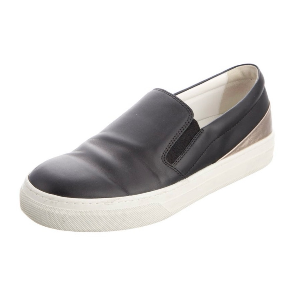 SALE!! Tod’s Black & Gold Leather Platform Slip-On Sneakers Round Toe Size 7